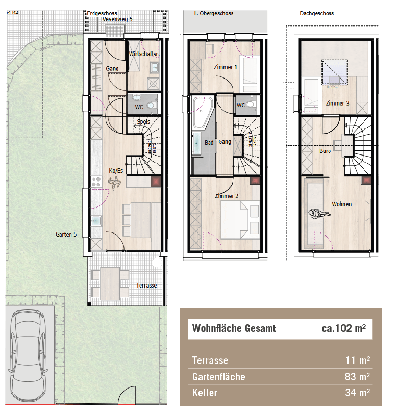 Doppelhaus & Reihenhäuser Kapellenweg/Vesenweg